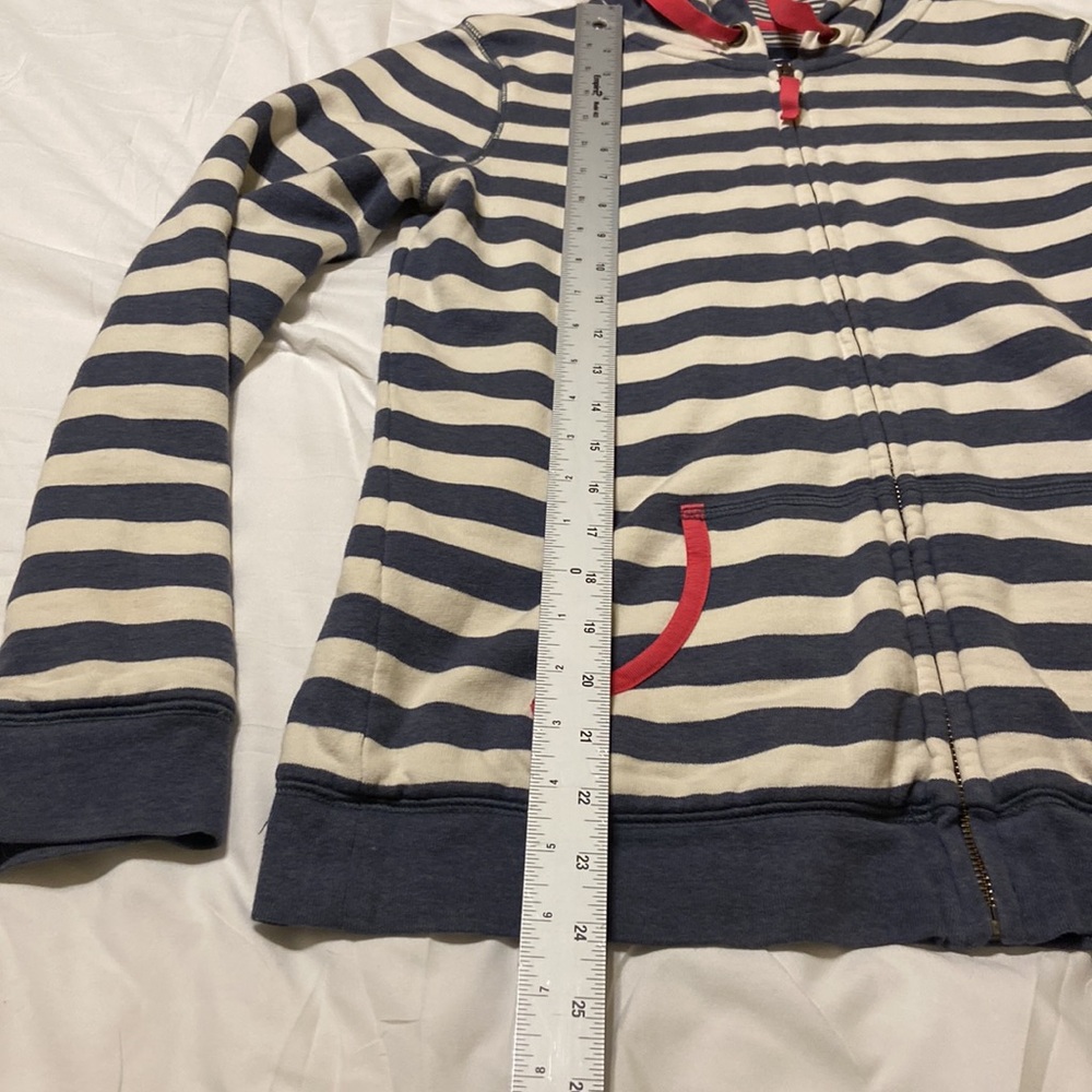 Boden Women’s Blue & White Striped Hoodie Pink accents Sz M EUC Medium Weight - Picture 14 of 17
